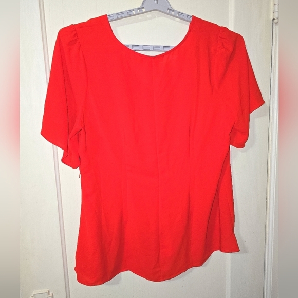 Eloquii Red Pullover Sheer Polyester Top Tunic Blouse wide Sleeve Size 18 - Picture 4 of 8